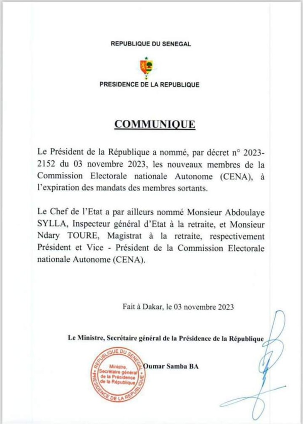 URGENT: Pour avoir dit la vérité, Macky limoge le président de la CENA