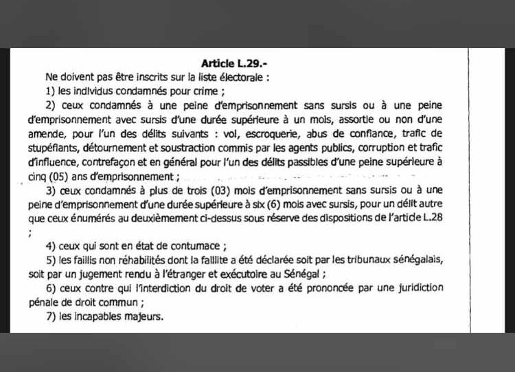 URGENT: Sonko peut bien être candidat (article 29)